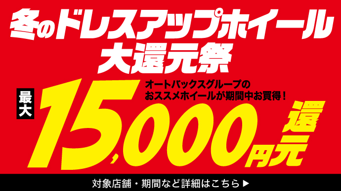タイヤ・ホイール同時購入なら最大３万円還元