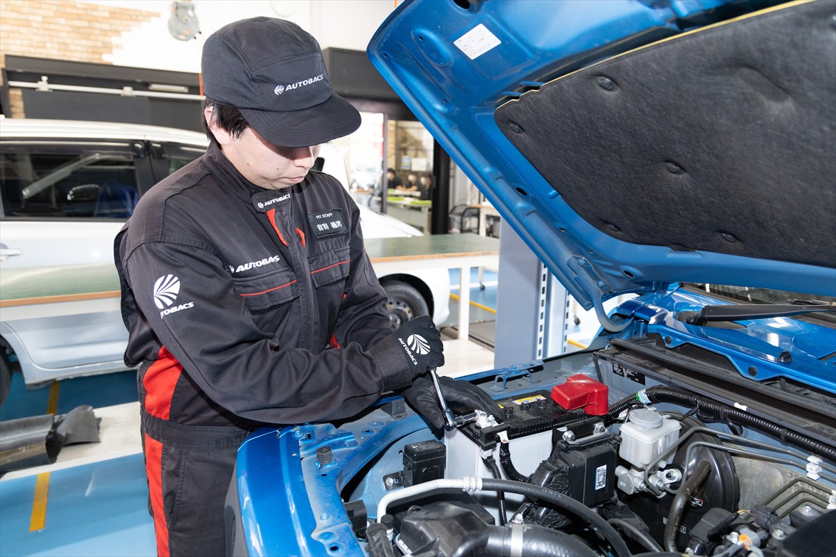 ▲赤いカバーの付いた端子がプラス