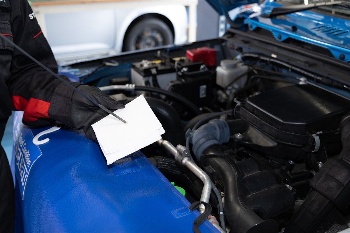 ▲レベルゲージには上限と下限の印があり、その間に入っていればOK