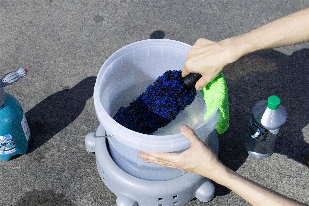 ▲洗車グッズのお手入れ時にもバケツが大活躍