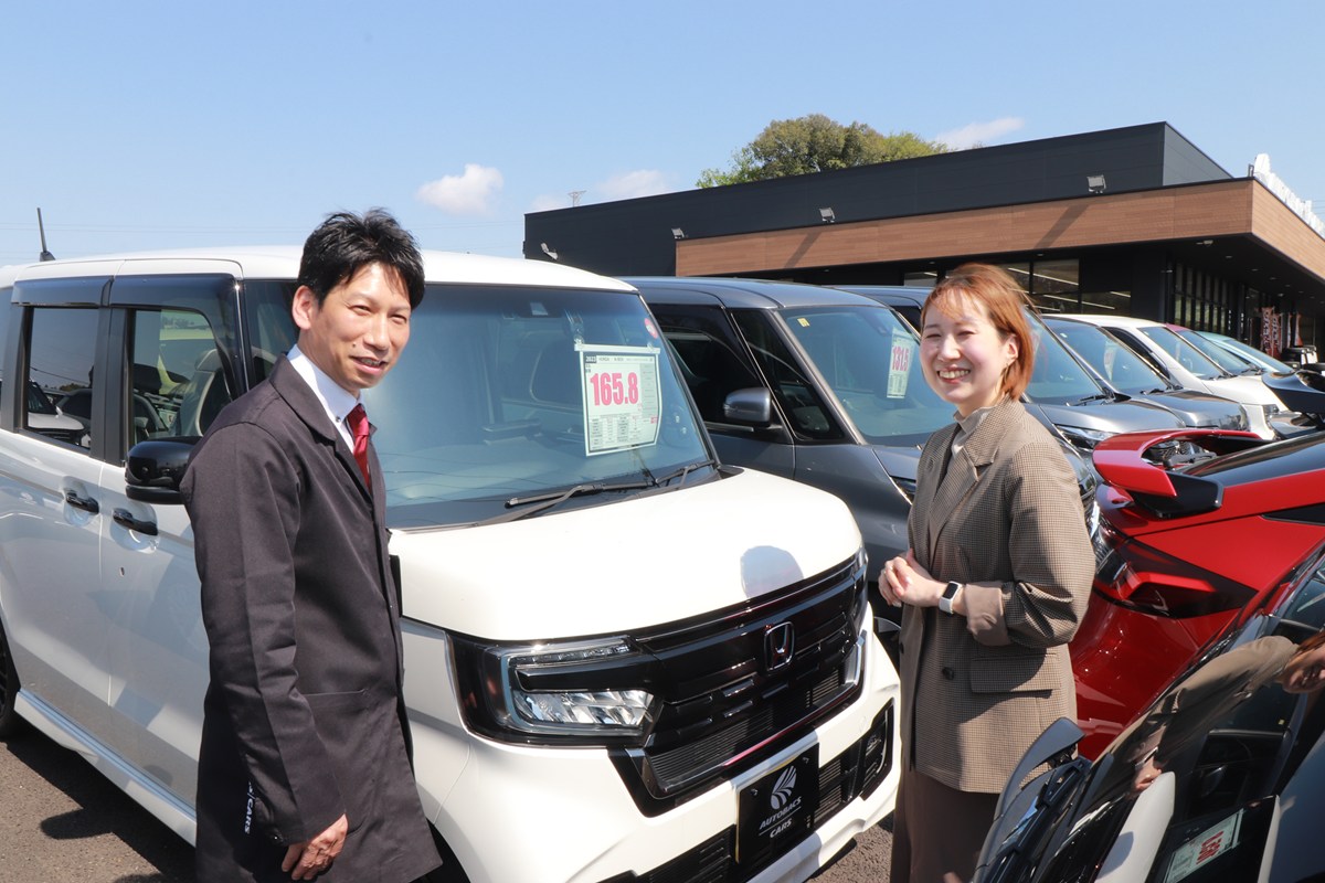 ▲見せていただいたのは2023年式のN-BOXカスタム。洗車もしてありピカピカ！