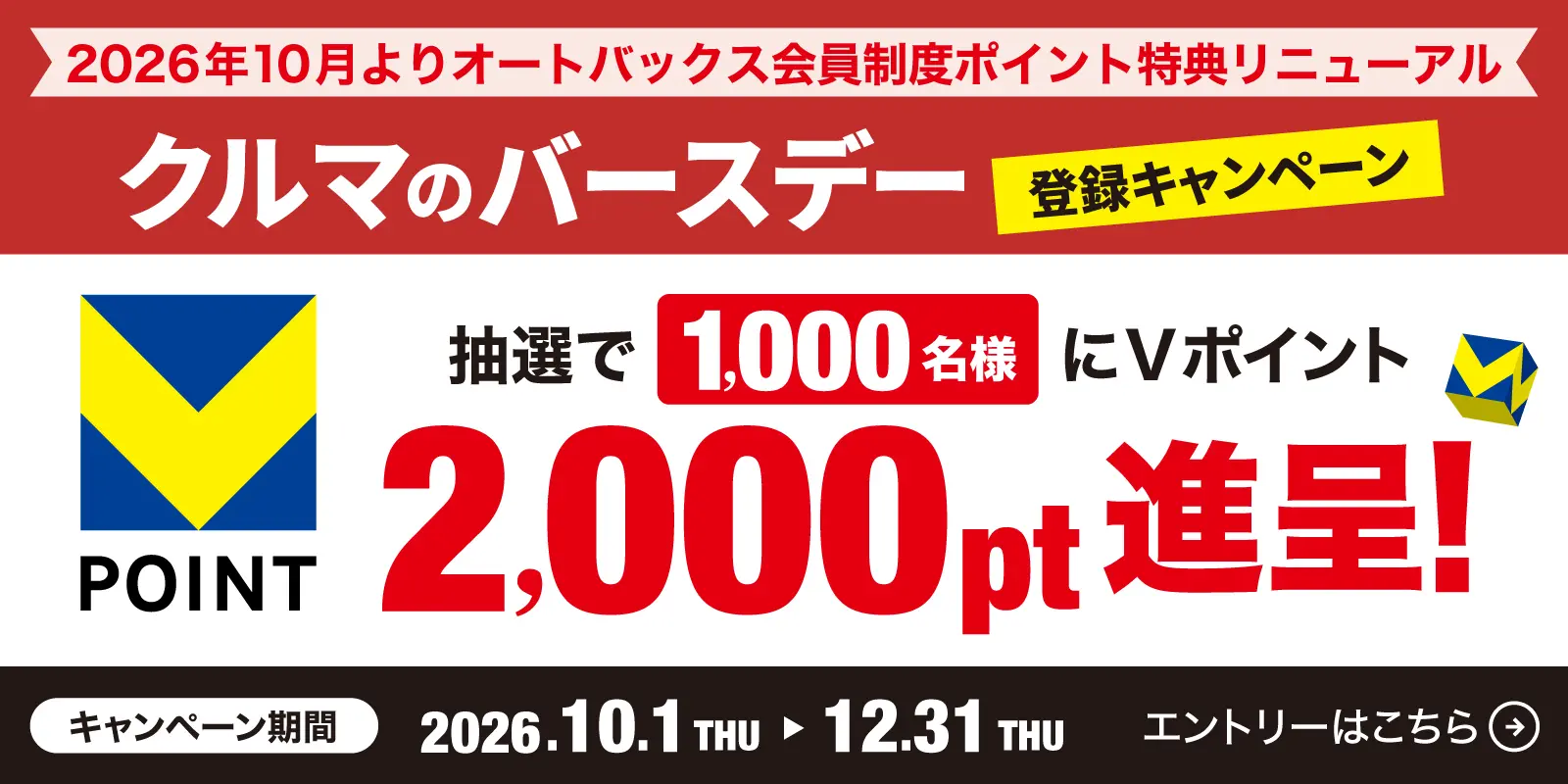 クルマのバースデーポイント登録キャンペーン