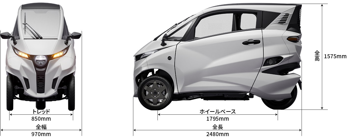 トレッド850mm ホイールベース1800mm 全高1570mm 全幅970mm 全長2470mm