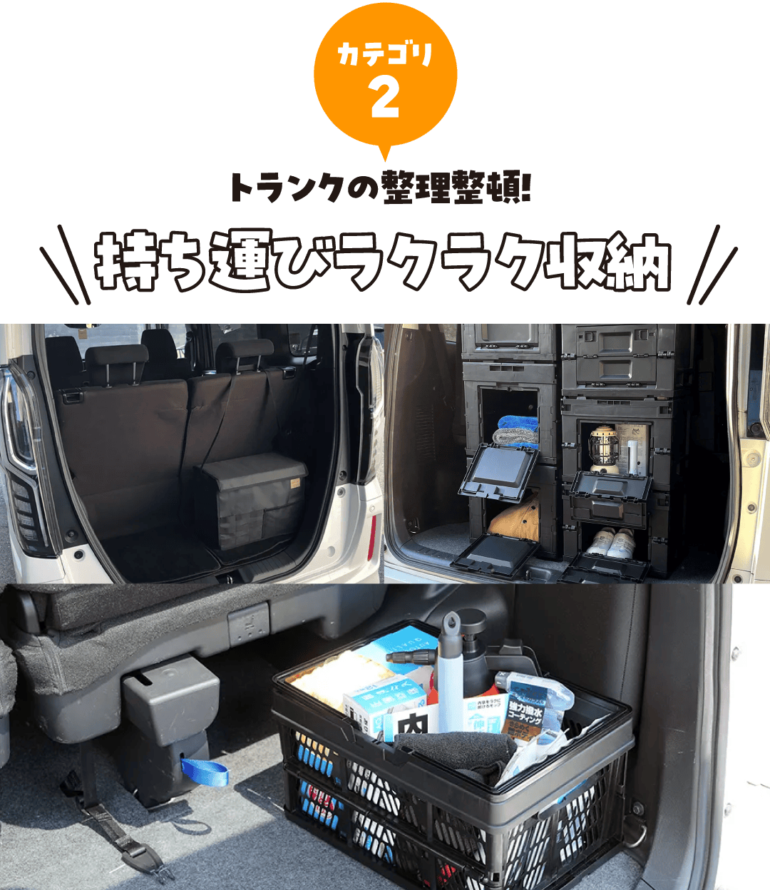 カテゴリ2 トランクの整理整頓!持ち運びラクラク収納