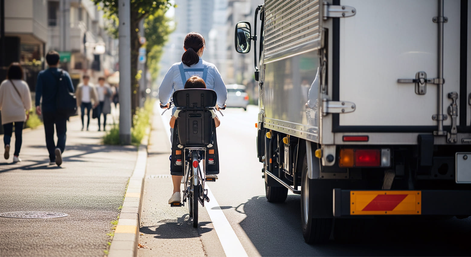 車道を走る自転車のイメージ