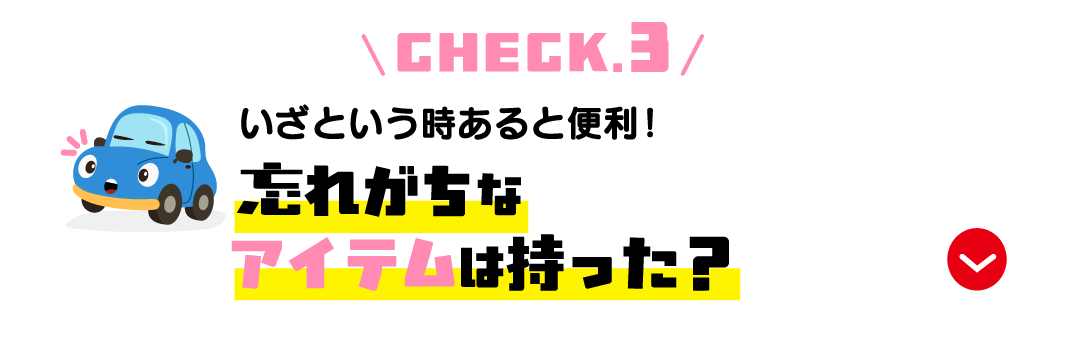 CHECK.3 忘れがちなアイテムは持った？