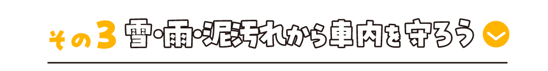 その3 雪・雨・泥汚れから車内を守ろう