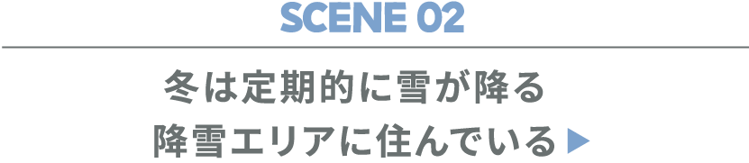 SCENE 02 冬は定期的に雪が降る 降雪エリアに住んでいる