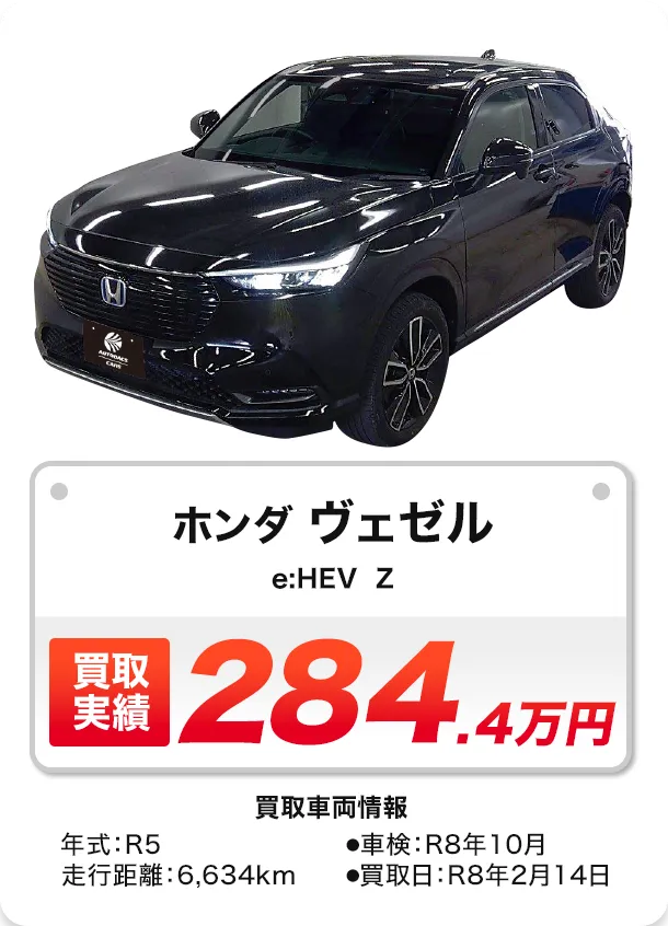ヴェゼル e:HEV Z 買取実績 284.4万円
