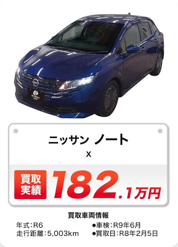 ノート ノート X 買取実績 182.1万円