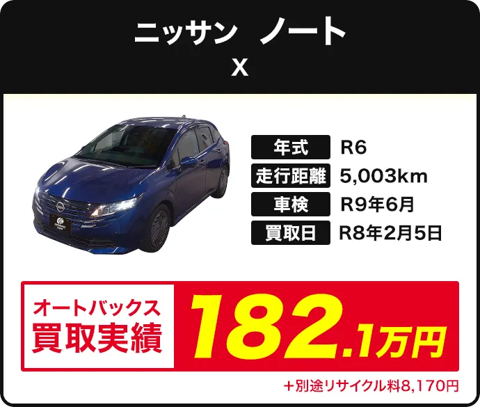 ノート ノート X 買取実績 182.1万円