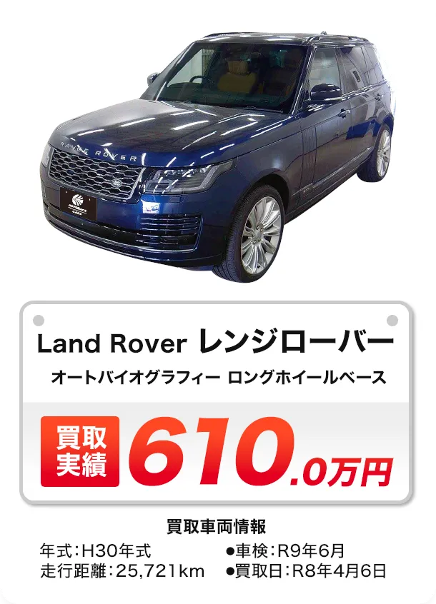 SUV Land Rover レンジローバー オートバイオグラフィー ロングホイールベース 買取実績 610.0万円