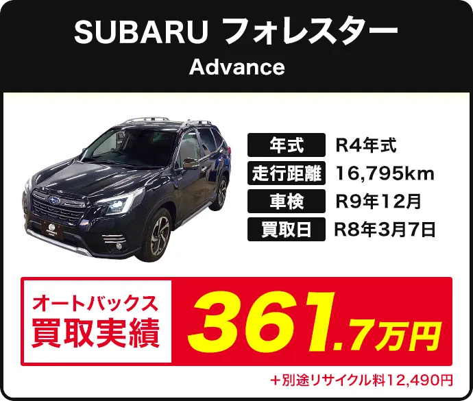 SUV SUBARU フォレスター Advance 買取実績 361.7万円